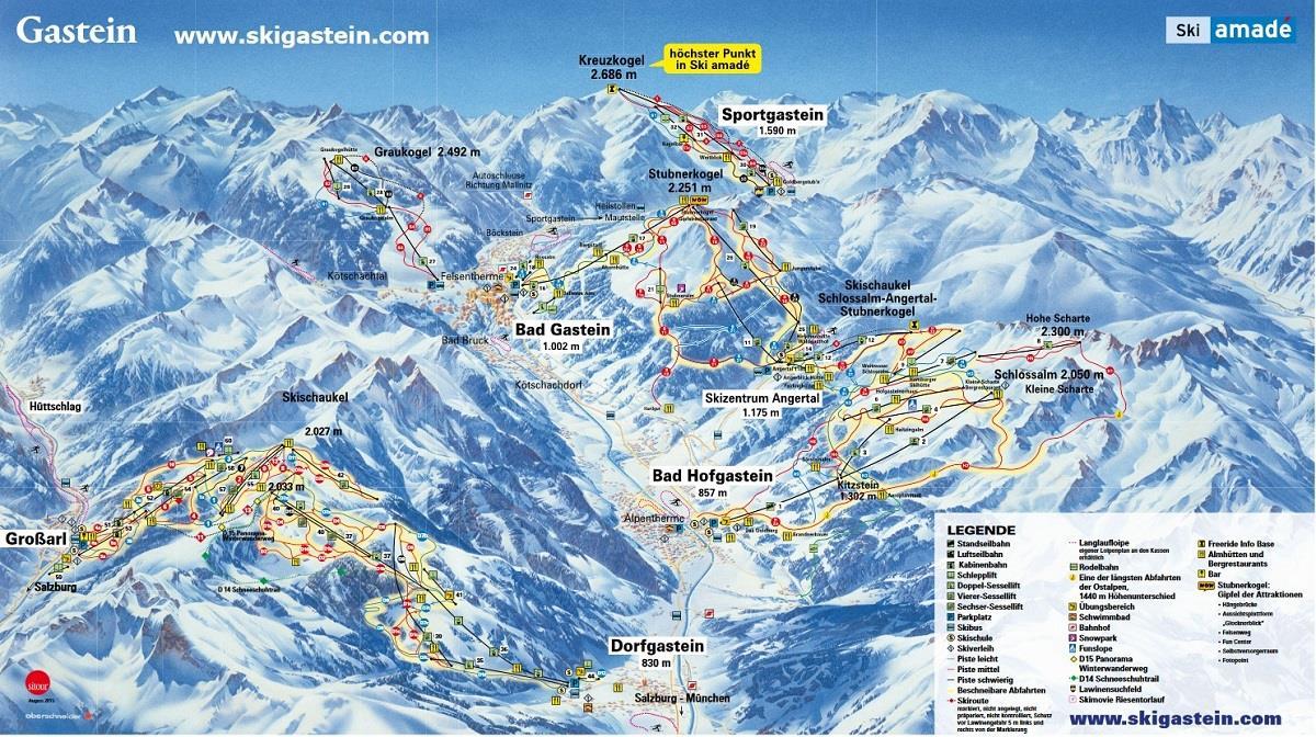 Mapa Sjezdovek Gasteinertal